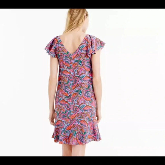 NWT J. Crew Ruffled Dress in Vibrant Paisley Pink - Picture 3 of 8
